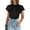 Black, variant on Business Casual Tops for Women Blouses Dressy Summer Short Sleeve Ruffle Satin Work Office Attire