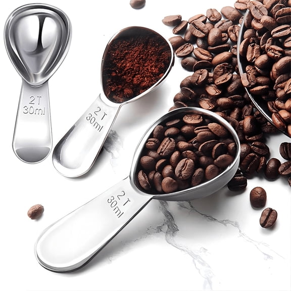 2 Pcs Stainless Steel Measuring Spoons for Ground Coffee with Short Handles, for Tea, Sugar, or Flour Coffee Tablespoon Scoop