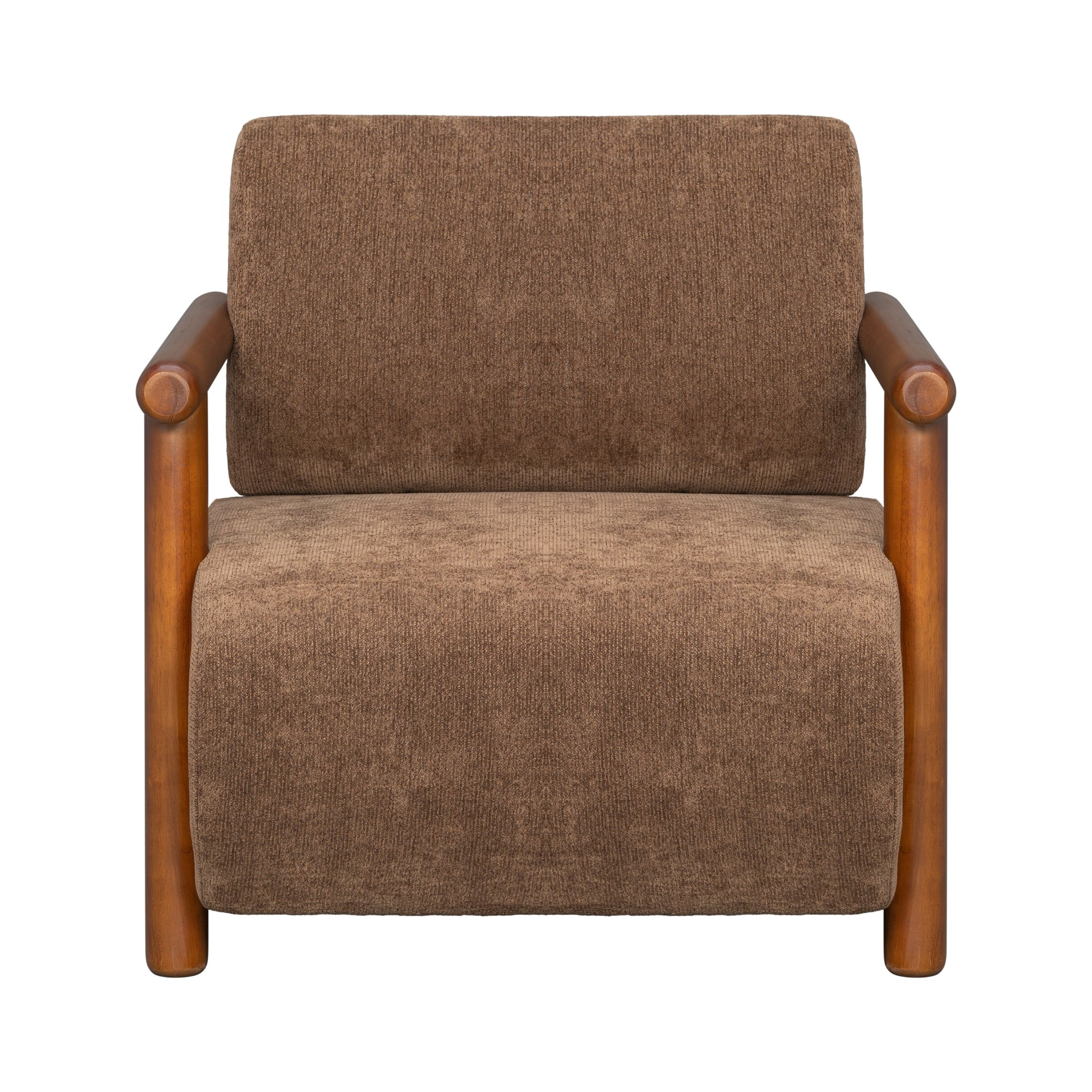 Christopher Knight Home Modern Accent Lounge Chair, Chenille Upholstery with Solid Wood Arms, Brown