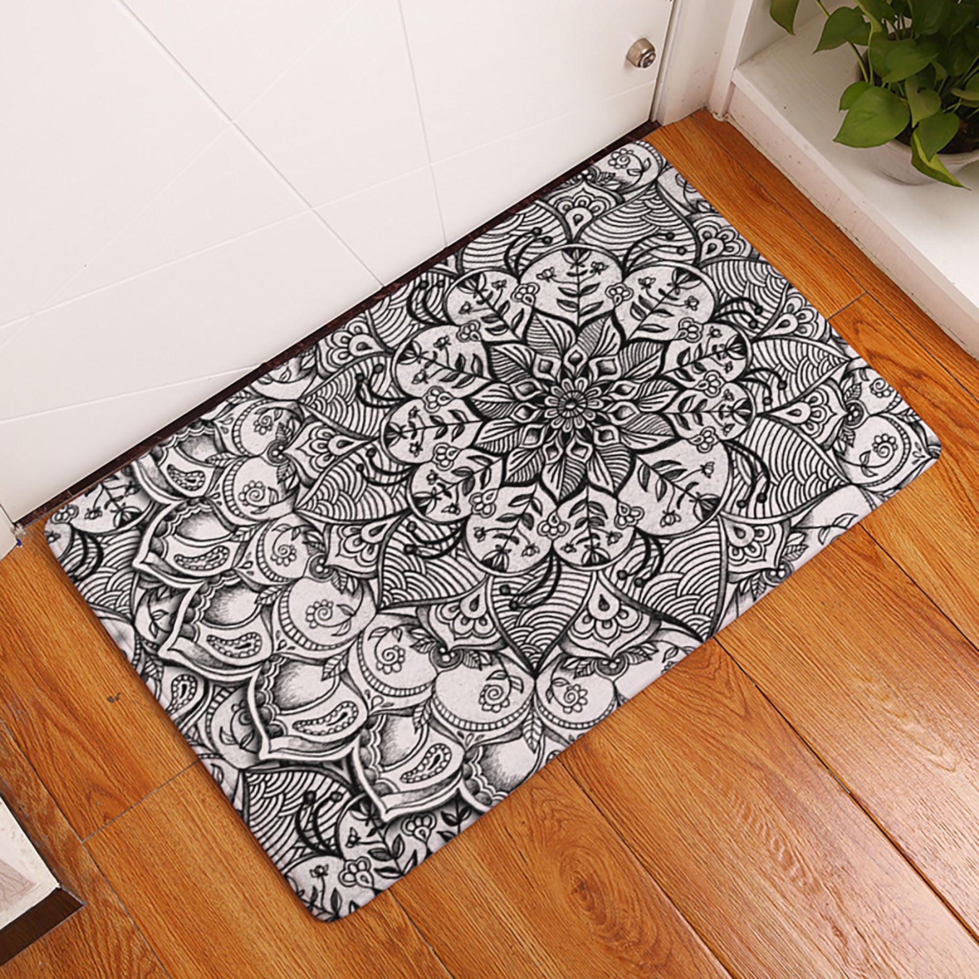 15X23" Kitchen Door Mat Bath Non-Slip Floor Rugs Carpets Painted Black Unicorn 