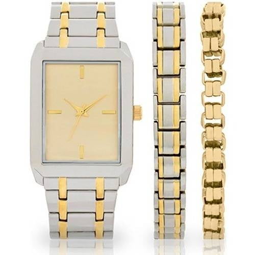 Men's Two-Tone Watch and Bracelet Set - Walmart.com - Walmart.com