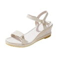 thumbnail image 6 of Womens Espadrilles Buckle Ankle Strap Wedge Sandals Open Toe Fashion Band 2026 Summer Dressy Wedges Heels White Size 7.5, 6 of 6