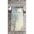 thumbnail image 3 of Ambesonne Winter Quilted Bedspread Set 2 Pcs, Frozen Tree Morning Sun, Twin Size, Pale Blue Cream White, 3 of 3