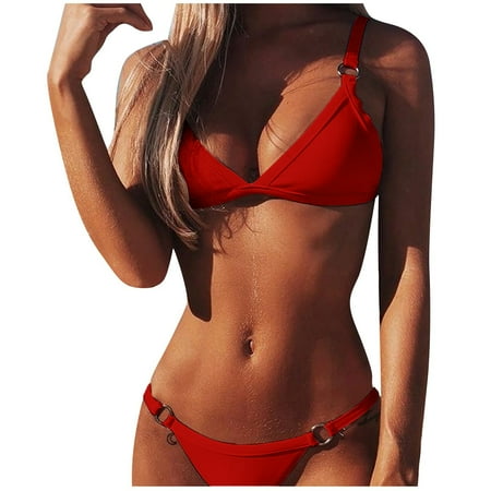TQWQT Women s Bikinis Triangle Thong Bikini Set Sexy Two Piece Swimsuit Bathing Suit