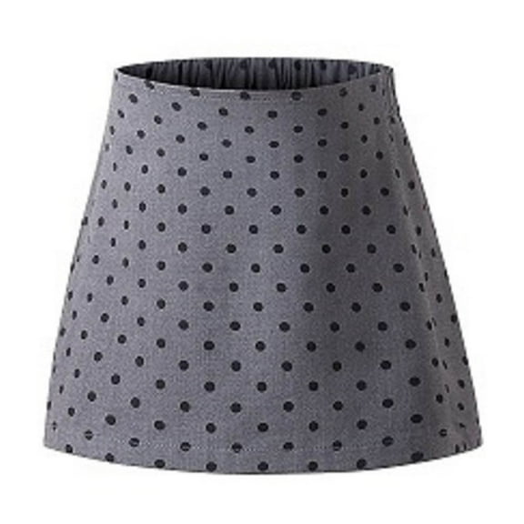 LNWUY Polka Dot Print Middle and Large Children Back-to-School Season Girls' Suit Skirt Children's Outside Skirt A-Line Skirt Gray 5 Years