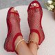 thumbnail image 5 of Bmisegm Women Shoes Flat Sandals Fashionable One Slip Mesh Open Toe Sandals Sandals Women Summer Red 8.5, 5 of 6