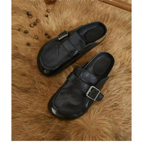 2024 Pantoufles à Bout Fermé pour Femmes Sabots en Cuir PU Sandales pour Femmes Mode Rétro Sabots de Jardin Sandales à Enfiler Sabots Mule Populaires Chauds Chaussure