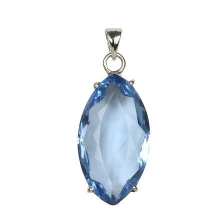 GEMHUB 13.00 Gram Blue Topaz Gemstone Pendant Marquise Shape Solid 925 Silver Pendant For Birthstone for Women
