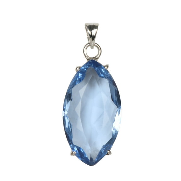 GEMHUB Marquise Shape Blue Topaz Gemstone Pendant 14.80 Gram Fine 925 Sterling Silver Pendant