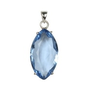GEMHUB 17.65 Gram Marquise Shape Blue Topaz Gemstone Pendant Solid 925 Silver Pendant Faceted Jewelry