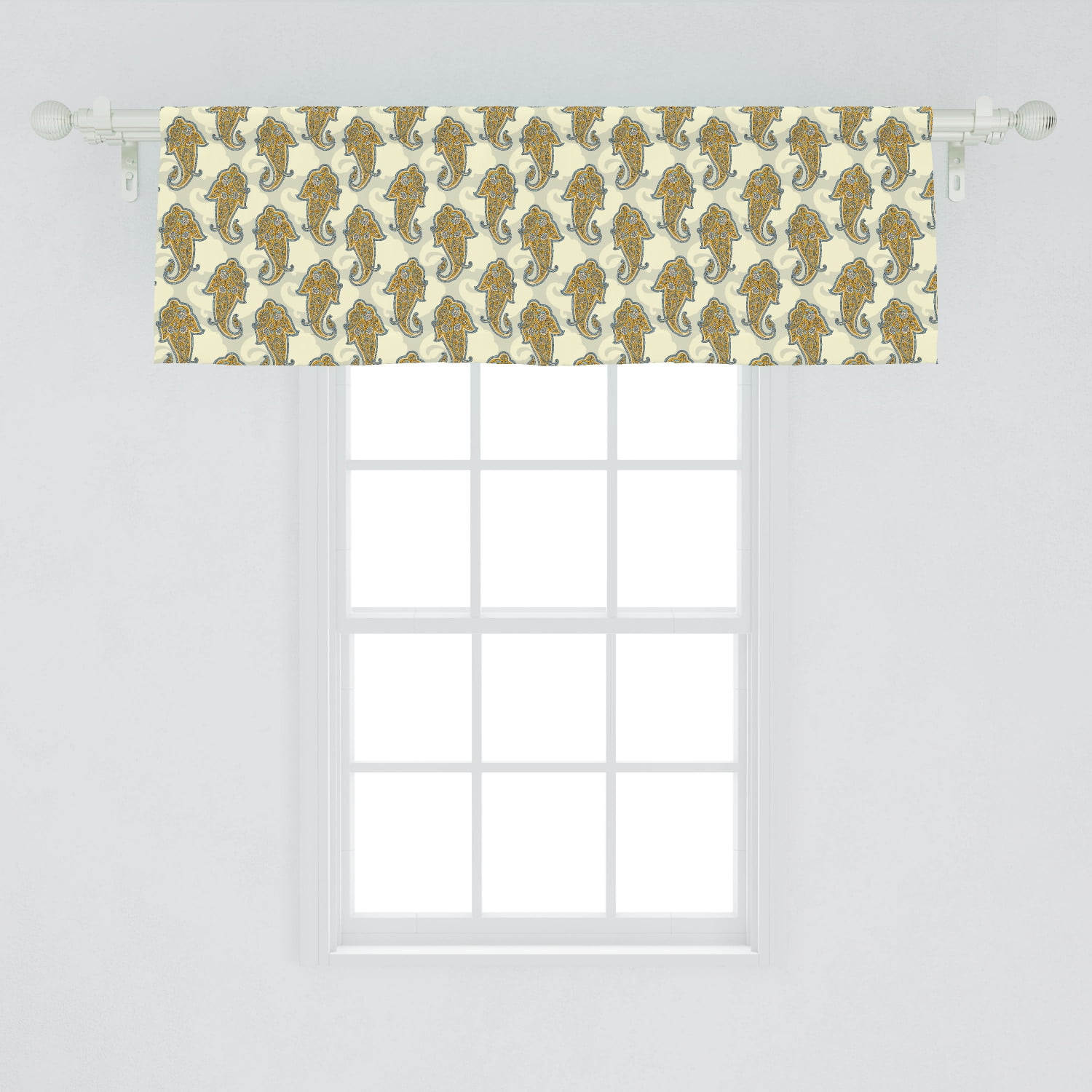 Bohemian Window Valance, Paisley Pattern Traditional Boho Culture Leaf