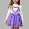 thumbnail image 2 of Girls 2 Piece Set Long Sleeve Heart Ruffle Top & Purple Tutu Skirt Outfit, Kids Girl Party Dress Set with 3D Heart for Playdate 9M-5T,Size 3-4 T, 2 of 9