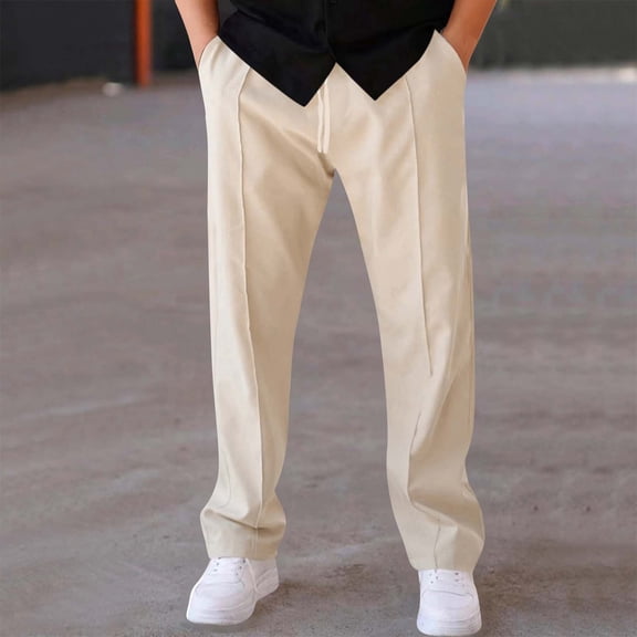 Men Solid Color Sporty Casual Loose Straight Leg Workwear Pants Sweatpants Trousers Workout Fit Fashion Winter Clothing