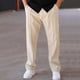 thumbnail image 1 of Amzcrzy Pantalones Hombre Clásicos Suaves Color Liso Trabajo Informales Ligeros Pierna Recta Cintura Elástica Holgados Cómodos Con Bolsillos Tallas M-3XL Beige, 1 of 3
