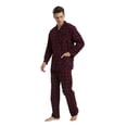 thumbnail image 5 of GLOBAL Men's Pajamas Sets 100% Cotton Flannel Sleepwear Long-Sleeve Top & Bottom Loungewear Burgundy Plaid XL, 5 of 7