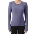 thumbnail image 1 of Hvobtty T-Shirt à Manches Longues Décontracté à Col Rond pour Femmes, Vêtements de Sport de Course à Manches Longues pour Femmes et Tenue de Yoga Respirante Sans Coutures, 1 of 3