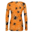 thumbnail image 5 of Halloween Shirts for Women Long Sleeve Slim Fitted Novelty Spider Pumpkin Tunic Tops Holiday Fall Spring Crew Neck Ribbed Fashion Clothing Yellow XL, 5 of 6