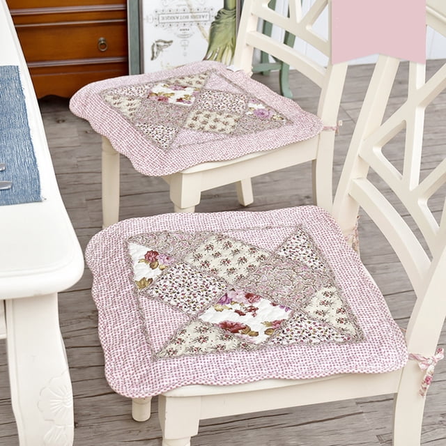 Cotton Office Chair Cushion - Four Seasons Breathable Thin Fabric Pad with Straps for Non-Slip Computer Chair
