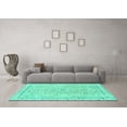 thumbnail image 3 of Ahgly Company Machine Washable Indoor Square Abstract Turquoise Blue Modern Area Rugs, 8' Square, 3 of 4