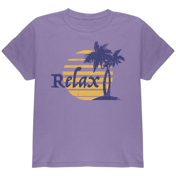 Summer Sun Relax Palm Tree Youth T Shirt Violet YSM