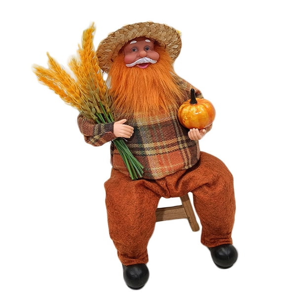 Figuras de simución Decoración de escritorio Adorno de Navidad Papá Noel de pie / Sentado Figura de Papá Noel para escena de ventana de visual sentado naranja SM SunniMix Cifras