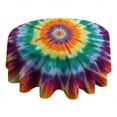 thumbnail image 4 of Rainbow Tie Dye Mandala Pattern Round Tablecloth 60"x60",Wrinkle Wipeable Table Cloth for Kitchen Dining Room Picnic Patio Party, 4 of 6