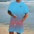 thumbnail image 2 of MNCEKFOD Men Short Sets Outfits Summer 2025 Oversized Short Sleeve O Neck GradientAthletic Suit with Comfy Shorts Leisure Tracksuit Pink L, 2 of 5