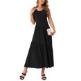 thumbnail image 2 of INSPIRAR CHIC Vestido de Verano Casual Sin Mangas con Cuello Redondo A-Line Flowy Vestido Maxi M Negro, 2 of 6