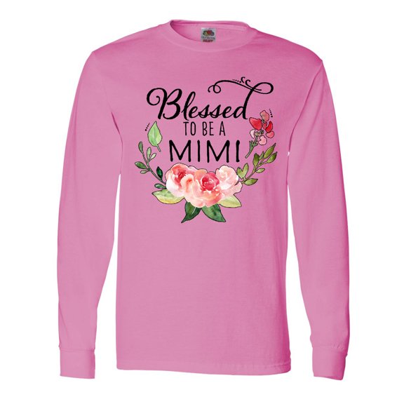 Inktastic Blessed to Be a Mimi with Pink Flowers Long Sleeve T-Shirt