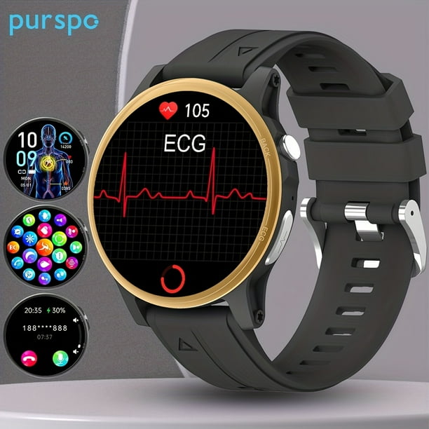 Reloj Inteligente ECG Con Glucosa En Sangre frecuencia Cardiaca HRV monitor De Sueno Reloj Inteligente Con Llamada BT control De Musica alertas SMS Rastreador De Actividad Fisica Con Multiples Modos W...