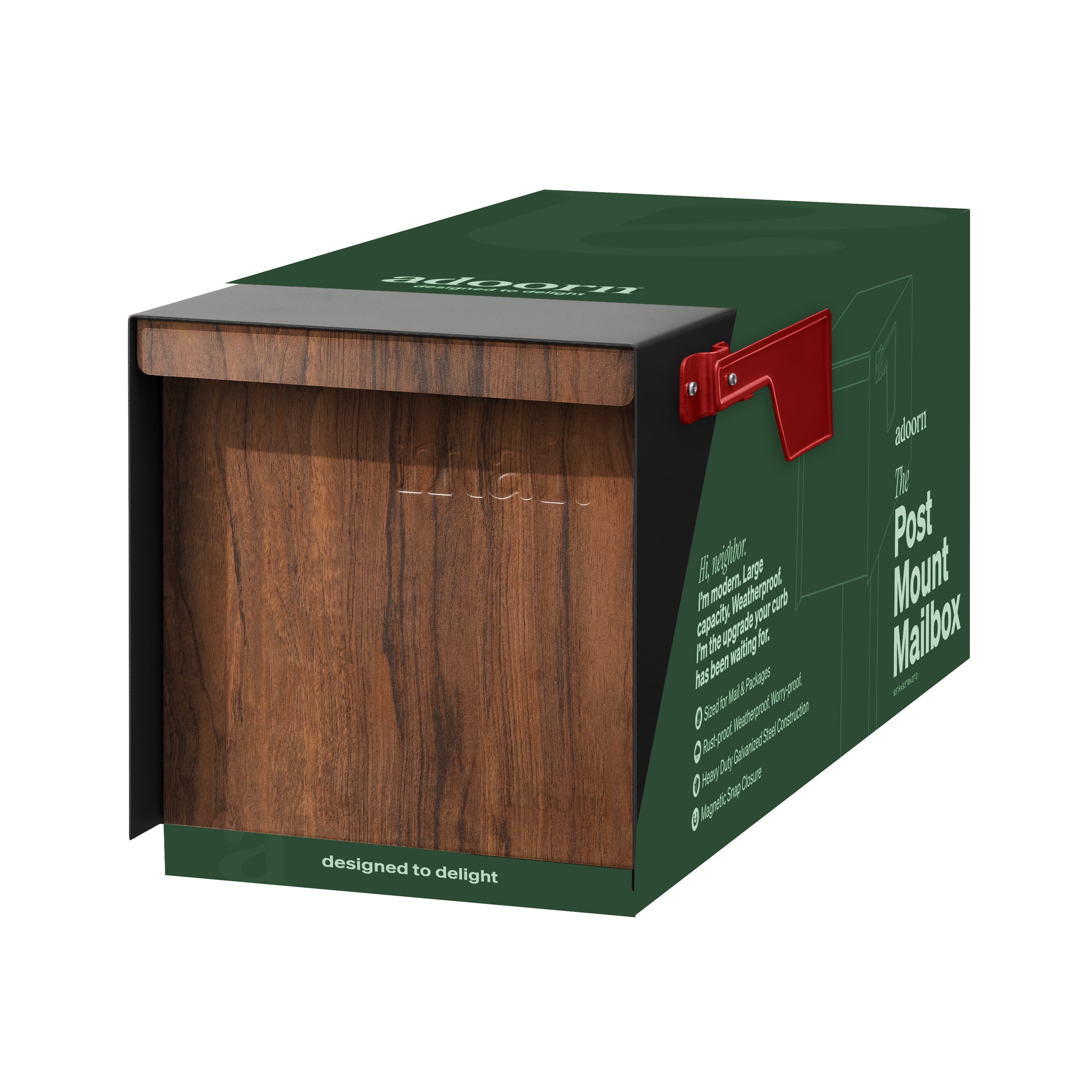 Adoorn Post Mailbox (No Lock) | Dark Wood
