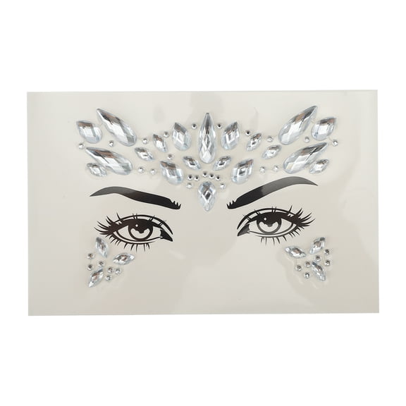 Unique Bargains Elegant Face Rhinestone Stickers for Concert and Halloween Events White