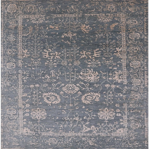 Ahgly Company Indoor Square Mid-Century Modern Dark Gray Oriental Area Rugs, 4' Square