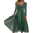 thumbnail image 1 of WTXUE Robe à Manches Longues, Robe Décontractée à Manches Longues Imprimée en Chiffon avec Coutures pour Femme, Robes Petite pour Femme, Robe Verte, 5# Vert P, 1 of 6
