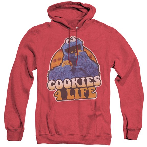 Sesame Street Cookies 4 Life Adult Heather Hoodie Sweatshirt Red