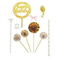 thumbnail image 4 of BalsaCircle Gold Happy Birthday Cake Topper Set Paper Fans Confetti Balloon Wedding Party, 4 of 8
