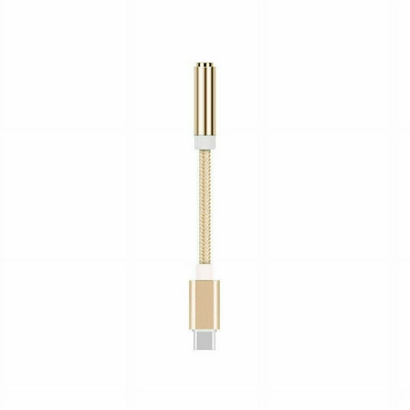 USB-C Type C to 3.5mm Aux Audio Jack Passive Headphone Adapter Nylon Braided (Gold)