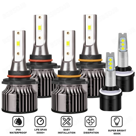 For Cadillac Escalade 1999-2004 Front LED Headlight   Fog Light Bulbs Kit 6000K