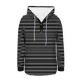 thumbnail image 5 of gbyLJF Womens V-neck Hooded Sweatshirt Striped Printed Drawstring Hoodie Casual Loose Fit Long Sleeve Pullover Top, 5 of 6