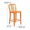 thumbnail image 6 of BizChair Counter Height Vertical Slat Back Bar Stool, Orange, 6 of 12
