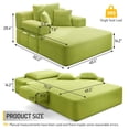 thumbnail image 3 of FFH 60" Chaise Lounge Chair Indoor, Convertible Sleeper Sofa Bed with Storage Pockets, Plush Corduroy Floor Lazy Sofa, Frameless Design, Matcha Green, 3 of 12