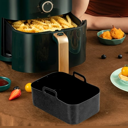 

Tiyuyo 2pcs Air Fryer Pot Kitchen Bakeware Silicone for Ninja Dz201 Foodi 8qt (Black)