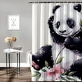 thumbnail image 2 of JEUXUS Prety Panda with Flower Shower Curtain for Bathroom Decoration White, 2 of 7