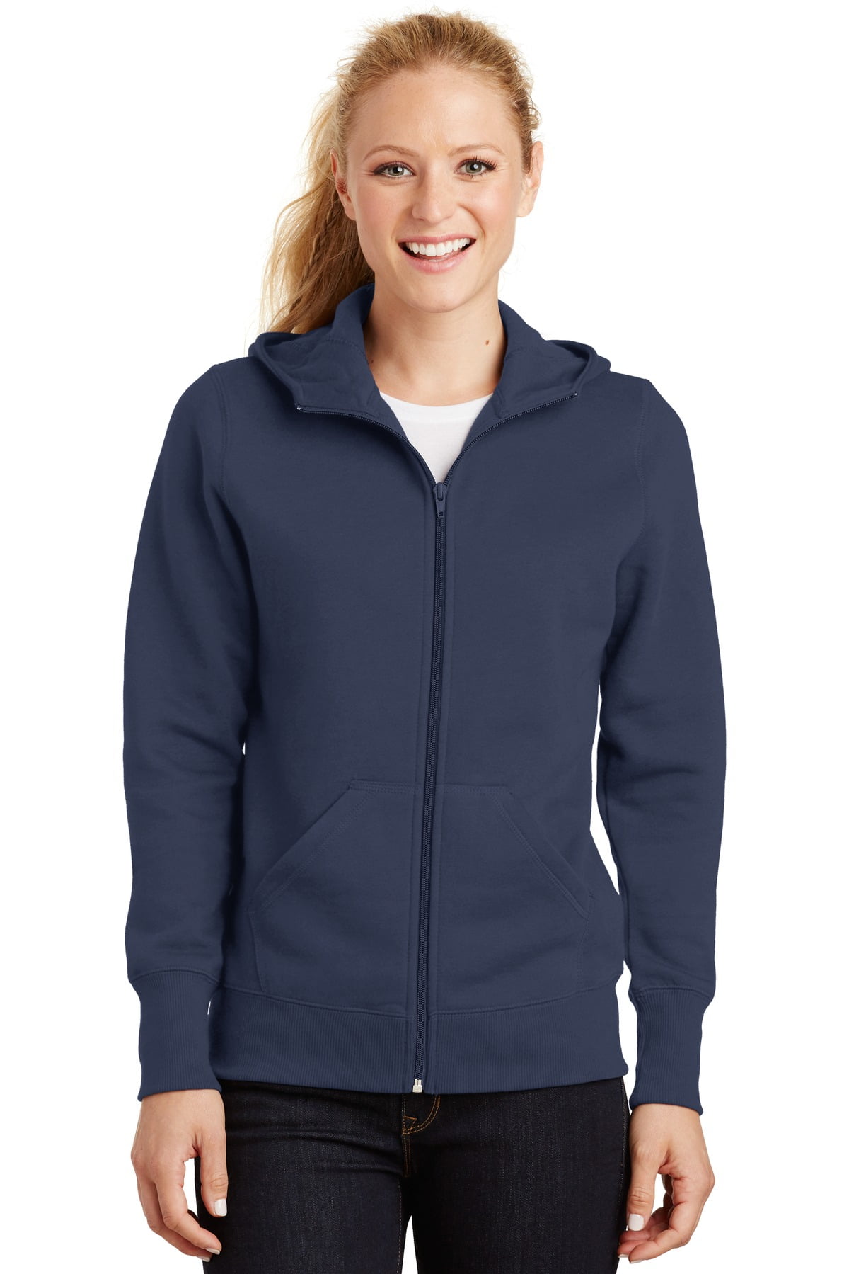 Sport-Tek® Ladies Full-Zip Hooded Fleece Jacket. L265 True Navy S ...