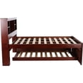 thumbnail image 3 of Discovery World Furniture - Full Size Bed Frame with Headboard Bookcase Captain Bed with 3 Drawers & Twin Trundle, Full Size Bed with Storage & Twin Trundle, Merlot, 3 of 5