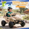 thumbnail image 4 of 12V Dinosaur Kids Ride On Car, 2 Seater Power Ride On Toy for Kids with Remote Control, Bluetooth, USB, 4 Wheel Suspension, Dinosaur Electric Toy Car for Boys and Girls Ages 2-4, Khaki, 4 of 8