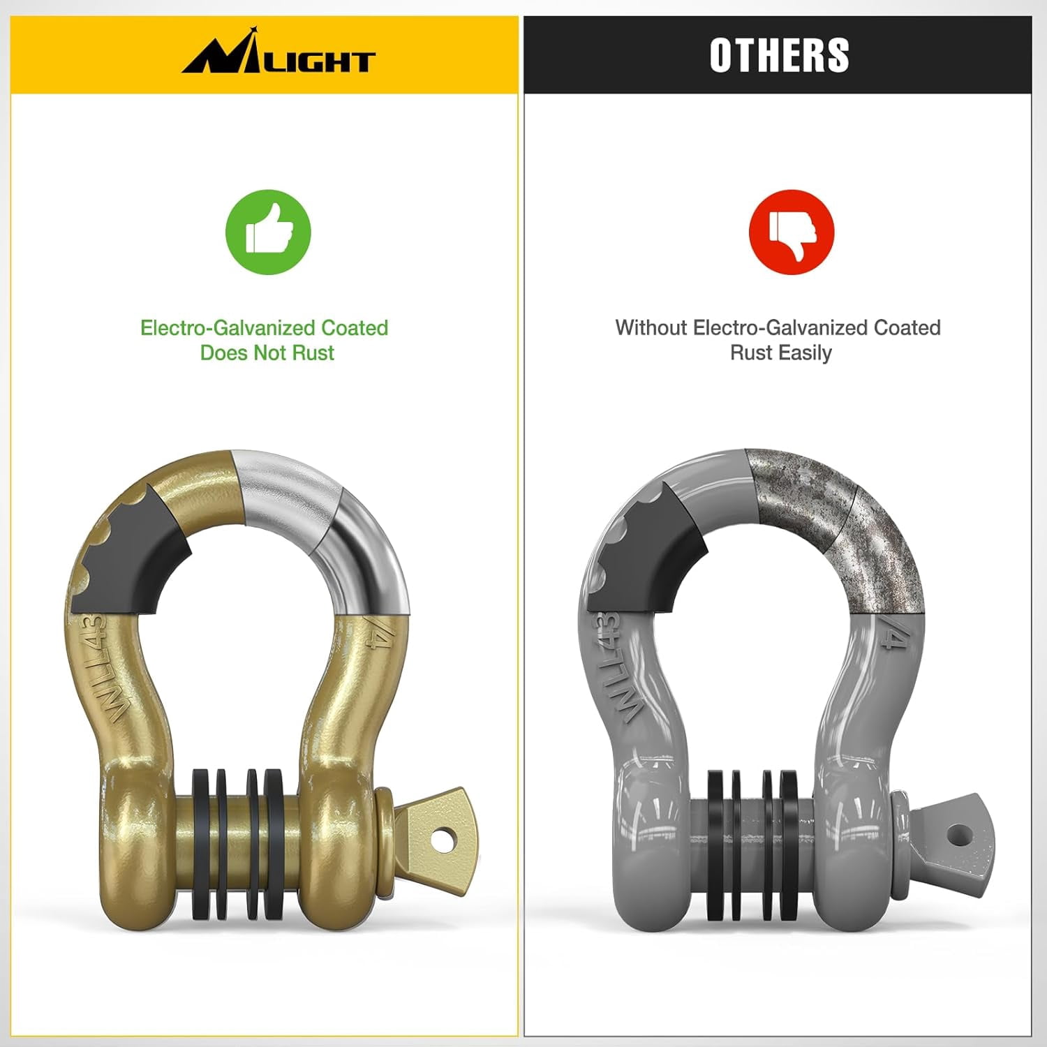 Nilight 2 Pack 3/4" D-Ring Shackle with 7/8" Screw Pin 41,887lbs Break Strength, Heavy Duty Off Road Recovery Shackle with Isolators Washers for Use with Tow Strap, Winch, Off-Road Truck Vehicle
