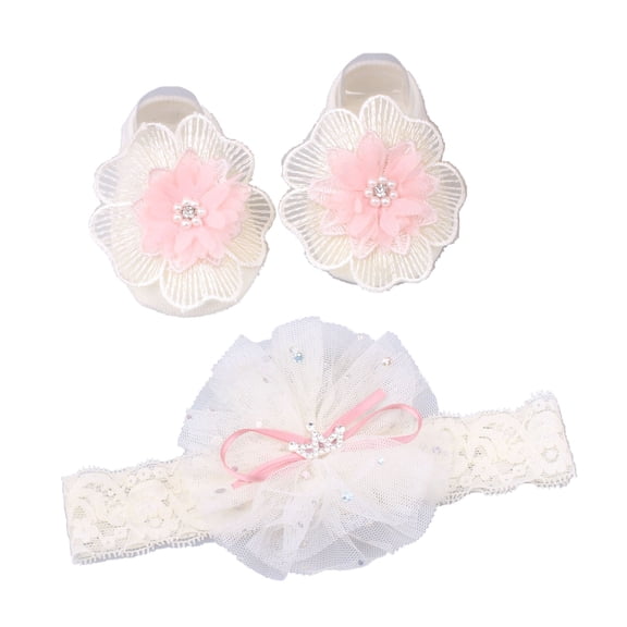 LIANGXR Baby Bow Headband & Socks Set for 0-1Y Boy Girl Elastic Lace Headdress Toddler Floor Socks Baby Accessories