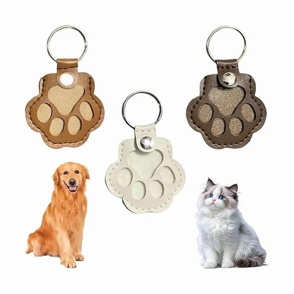 Januofit 3 Pcs Pet Paw Shaped Leather Keychain, Pet Hair Keychain, Pet Memorial Gift Keyring, Handmade Key Holder For Collecting Cat And Dog Hair
