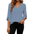 thumbnail image 7 of Qiggri 3/4 Length Sleeve Womens Tops Dressy Casual Blouses V Neck T Shirts Summer Tops Spring Outfits Loose Fit L, 7 of 7